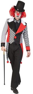 Funny Fashion Pierrot Kostuum | Dambord Met Stippels Circus Clown Slipjas Man | Maat 48-50 | Carnaval kostuum | Verkleedkleding