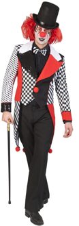 Funny Fashion Pierrot Kostuum | Dambord Met Stippels Circus Clown Slipjas Man | Maat 52-54 | Carnaval kostuum | Verkleedkleding