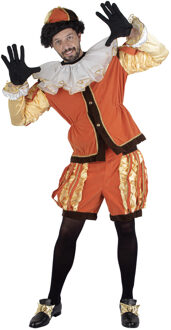 Funny Fashion Piet verkleed kostuum luxe 4-delig - oranje - polyester - pietenpak voor volwassenen 48-50 (S/M)