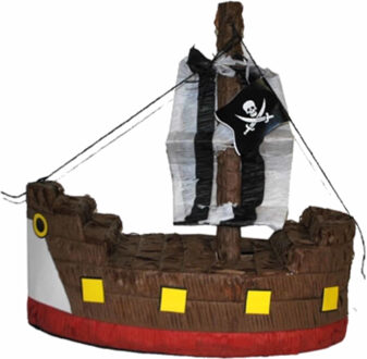 Funny Fashion Pinata Piratenschip - verjaardag pinata - 45 x 20 x 45 cm - Papier Bruin