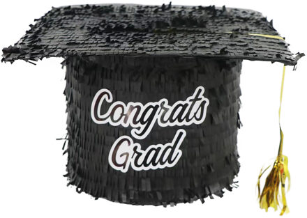 Funny Fashion Pinata van papier - Geslaagd/graduation hoedje thema - 28 x 29 x 15 cm - Feestartikelen verjaardag Zwart