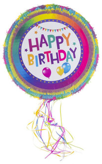 Funny Fashion Pinata van papier - Happy Birthday thema - 50 x 50 cm - Feestartikelen Verjaardag - Pinatas Multikleur