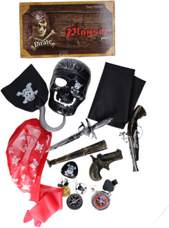Funny Fashion Piraten carnaval verkleed accessoire set 16 delig - voor kinderen - verkleedkleding