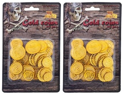 Funny Fashion Piraten schatkist speelgoed munten - goud - 100x stuks - kunststof