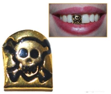 Funny Fashion Piraten tand goud met doodshoofd