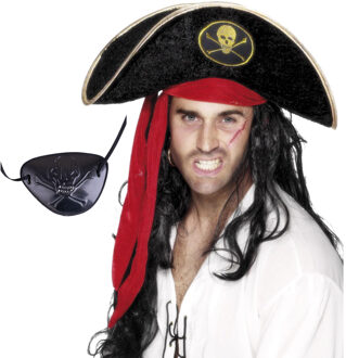 Funny Fashion Piraten verkleedset - 2 delig - piratenhoed - ooglapje - carnaval - piraten thema