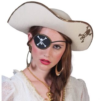 Funny Fashion Piratenfeest witte piratenhoed met schedel - Verkleedhoofddeksels