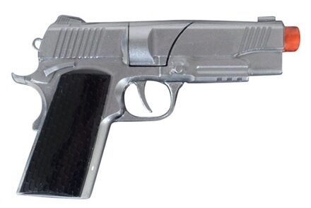 Funny Fashion Plaffertjes pistool - zilver - 18 cm - Kunststof - 8 Schots - Speelgoed Wapen