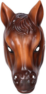 Funny Fashion Plastic paarden verkleed dierenmasker - bruin - voor volwassenen - kunststof