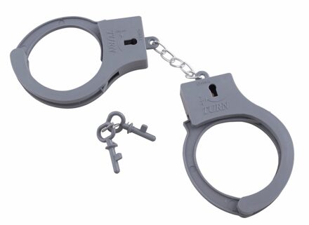 Funny Fashion Politie speelgoed verkleed handboeien 10 cm - politie kostuum accessoires - plastic