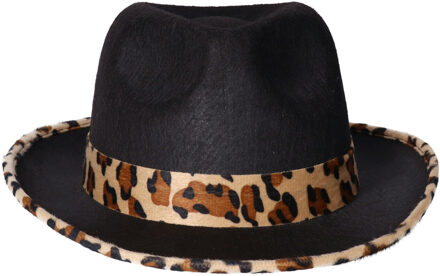 Funny Fashion Pooier/pimp verkleed hoed - zwart - luipaard details - voor volwassenen