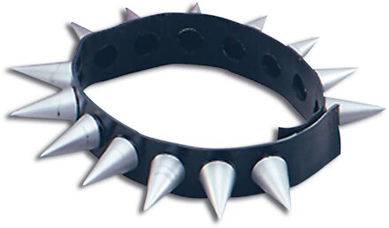 Funny Fashion Punker/rocker verkleed ketting / halsband / choker - zwart - met zilveren studs/spikes