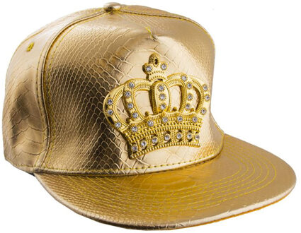 Funny Fashion Rapper/gangster verkleed pet kroon - goud/glitter - one size - polyester