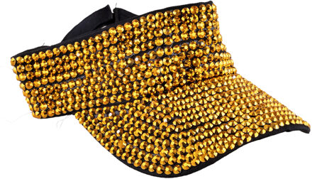 Funny Fashion Rapper/gangster verkleed zonneklep studs - goud/zwart - bling - one size