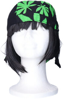 Funny Fashion Rasta bandana - Jamaicaanse vlag - wiet thema - hoofddoek - wietblad - verkleedartikel