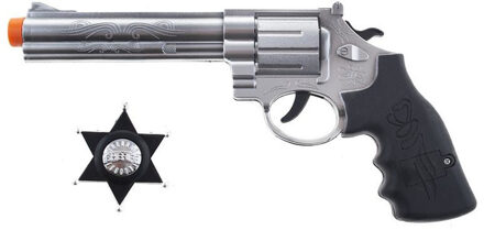 Funny Fashion Revolver/pistool - met Sheriff ster - kunststof - Verkleed artikelen - speelgoed
