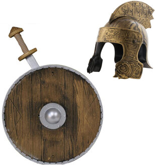 Funny Fashion Ridder helm brons met set ridder speelgoed wapens