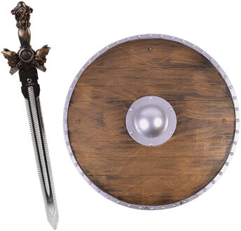 Funny Fashion Ridder/krijger verkleed set wapens zwaard 57 cm/Schild 45 cm voor volwassenen/kids