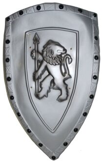 Funny Fashion Ridder schild zilver met leeuw 45 x 75 cm volwassenen