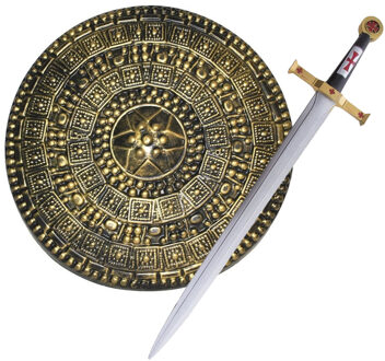 Funny Fashion Ridder soldaat/krijger verkleed wapens set - zwaard 62 cm - schild 45 cm - voor volwassenen