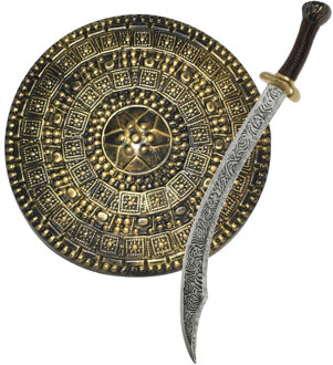 Funny Fashion Ridder soldaat/krijger verkleed wapens set zwaard 72 cm/schild 45 cm voor volwassenen