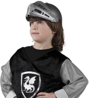 Funny Fashion Ridder verkleed helm met vizier - grijs - plastic - voor kinderen - Verkleedhoofddeksels