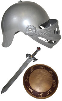 Funny Fashion Ridder verkleed set helm en zwaard/schild voor kinderen