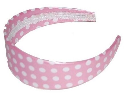 Funny Fashion Rock n Roll diadeem/haarband - roze met witte stippen - one size - Verkleedhoofddeksels