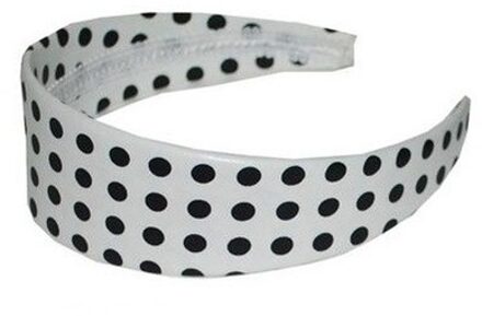 Funny Fashion Rock n Roll diadeem/haarband - wit met zwarte stippen - one size - verkleed accessoires Multi