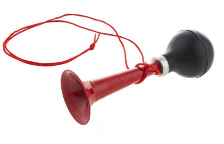 Funny Fashion Rode metalen fiets/sport lucht toeter - 19 cm - Geluidmakers Rood
