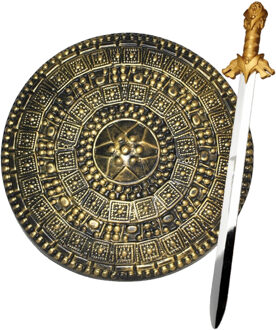 Funny Fashion Romeinse ridder krijger verkleed set wapens zwaard 64 cm/Schild 45 cm voor volwassenen/kids