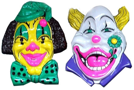 Funny Fashion Set van 2x stuks Carnaval Clown thema wanddecoraties - 60 x 60 cm per stuk