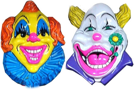 Funny Fashion Set van 2x stuks Carnaval Clown thema wanddecoraties 60 x 60 cm per stuk