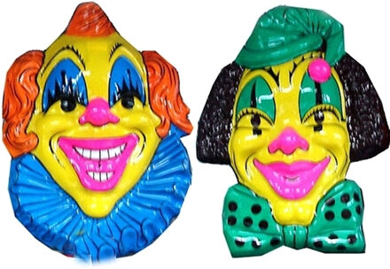 Funny Fashion Set van 2x stuks Carnaval Clown thema wanddecoraties - 60 x 60 cm per stuk