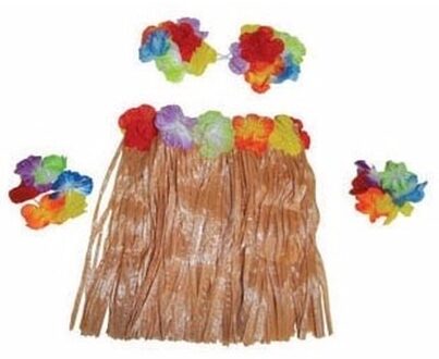 Funny Fashion Set van 2x stuks hawaii verkleedsetje voor meisjes 4-delig - Carnavalskostuums Multikleur