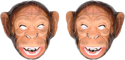 Funny Fashion Set van 4x stuks plastic apen dieren verkleed masker voor volwassenen