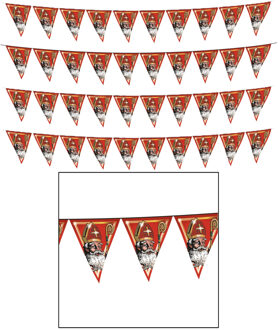 Funny Fashion Sinterklaas met mijter en staf vlaggenlijn - 4x - slinger - rood - 500 cm - Sint versiering