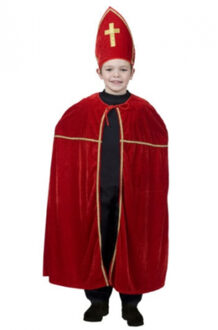 Funny Fashion Sinterklaas pak - cape en mijter - kinderen - donkerrood - One size