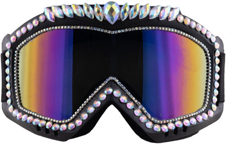 Funny Fashion Ski Bril - 18 x 10 x 7 cm - metallic - strass steentjes