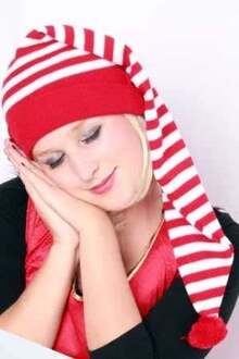 Funny Fashion Slaapmuts gestreept rood/wit