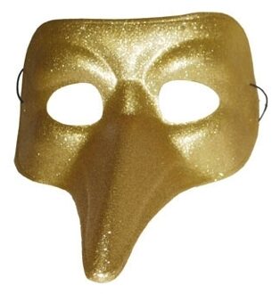 Funny Fashion Snavel oogmasker - goud - glitters - volwassenen - snavelmasker - verkleedmasker