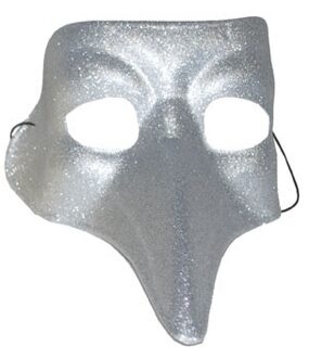 Funny Fashion Snavel oogmasker - zilver - glitters - volwassenen - snavelmasker - verkleedmasker