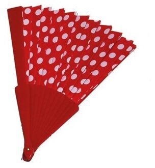 Funny Fashion Spaanse hand waaier met witte stippen 24 cm Multi