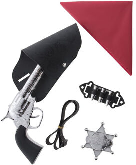 Funny Fashion Speelgoed cowboy verkleed set - 5-delig - wapens en accessoires Multi