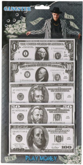 Funny Fashion Speelgoed geld - 100x stuks - 1-10-20-50-100 dollar - 6,5 x 14 cm Multi