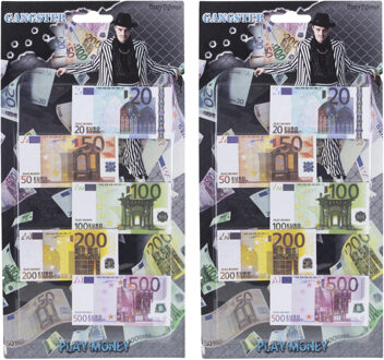 Funny Fashion Speelgoed geld - 2x - Euro biljetten setje - winkeltjes spelen namaak euro biljetten