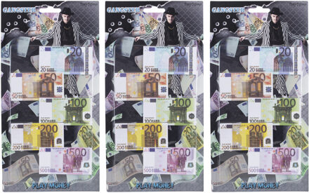 Funny Fashion Speelgoed geld - 3x - Euro biljetten setje - winkeltjes spelen namaak euro biljetten
