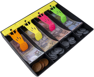 Funny Fashion Speelgoed geld in kassa lade - papier/kunststof - papiergeld en munten