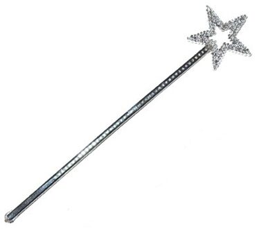 Funny Fashion Speelgoed toverstafje - ster - zilver - kunststof - 36 cm