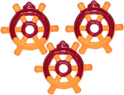 Funny Fashion stuurwiel feest decoratie - 3x stuks - kunststof - 52 cm - wanddecoratie - marine/mari